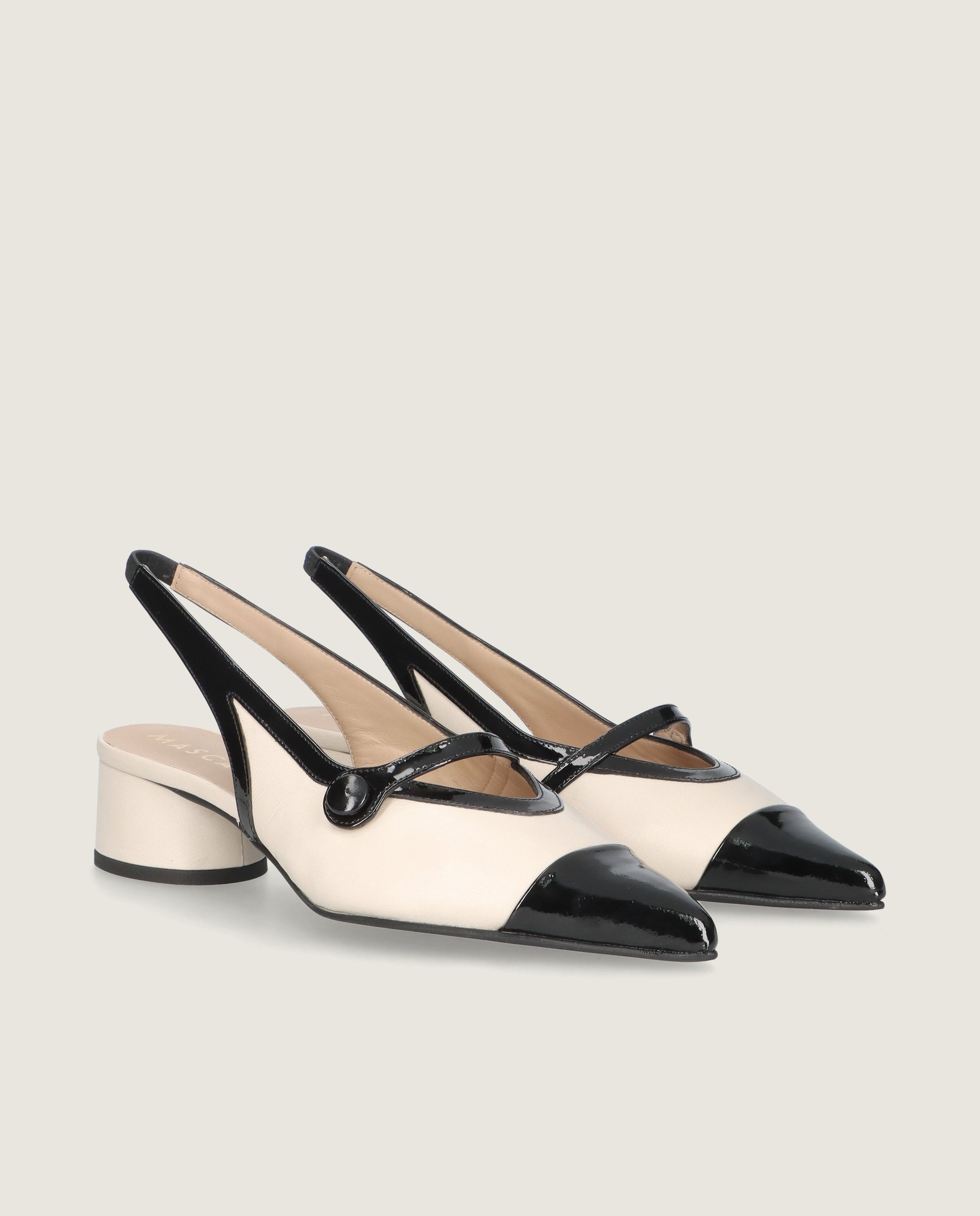 Image of Holly Slingback Pump in ivory leather by Mascaro