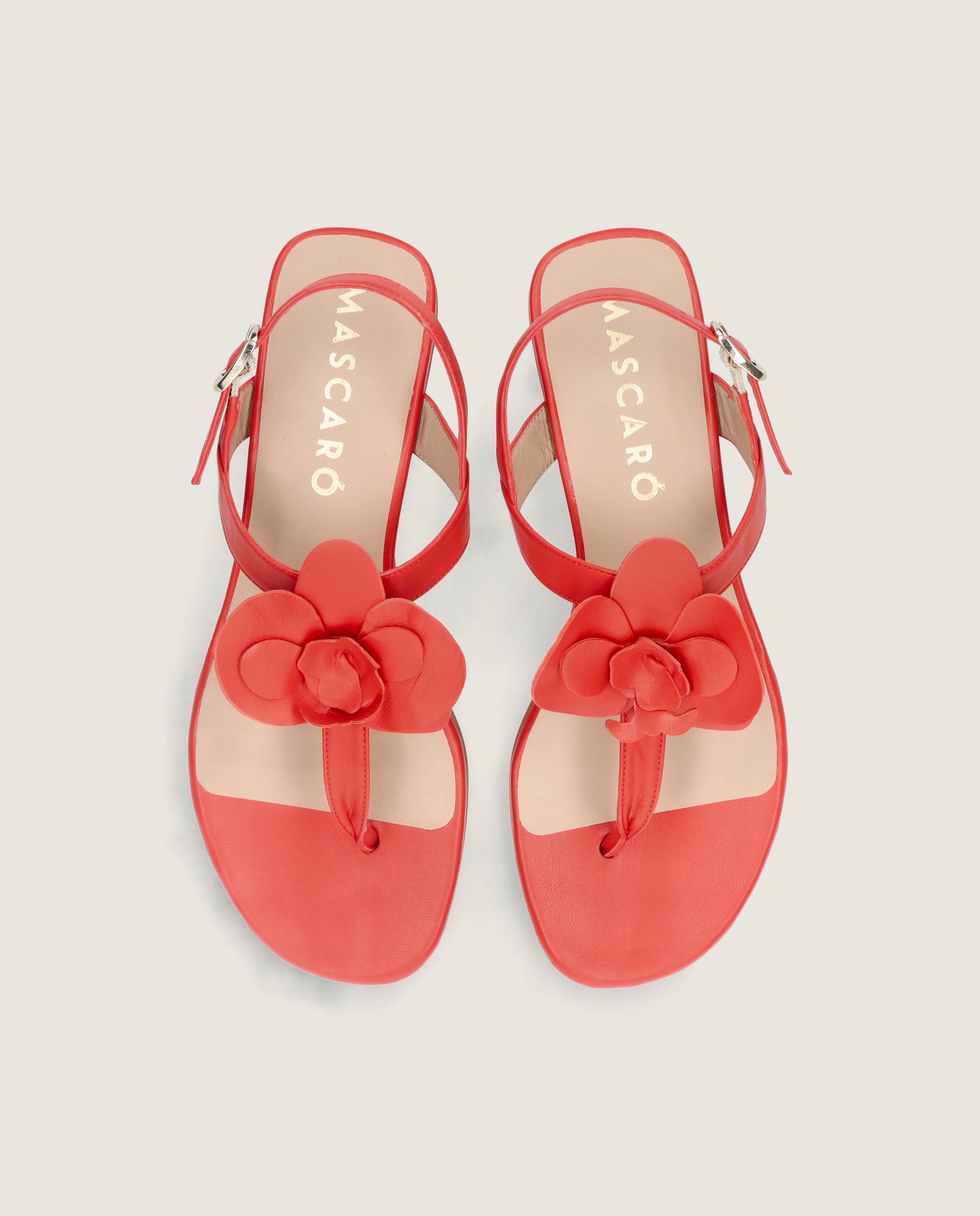 Alternative view of Amelie Sandal in red leather by Mascaro