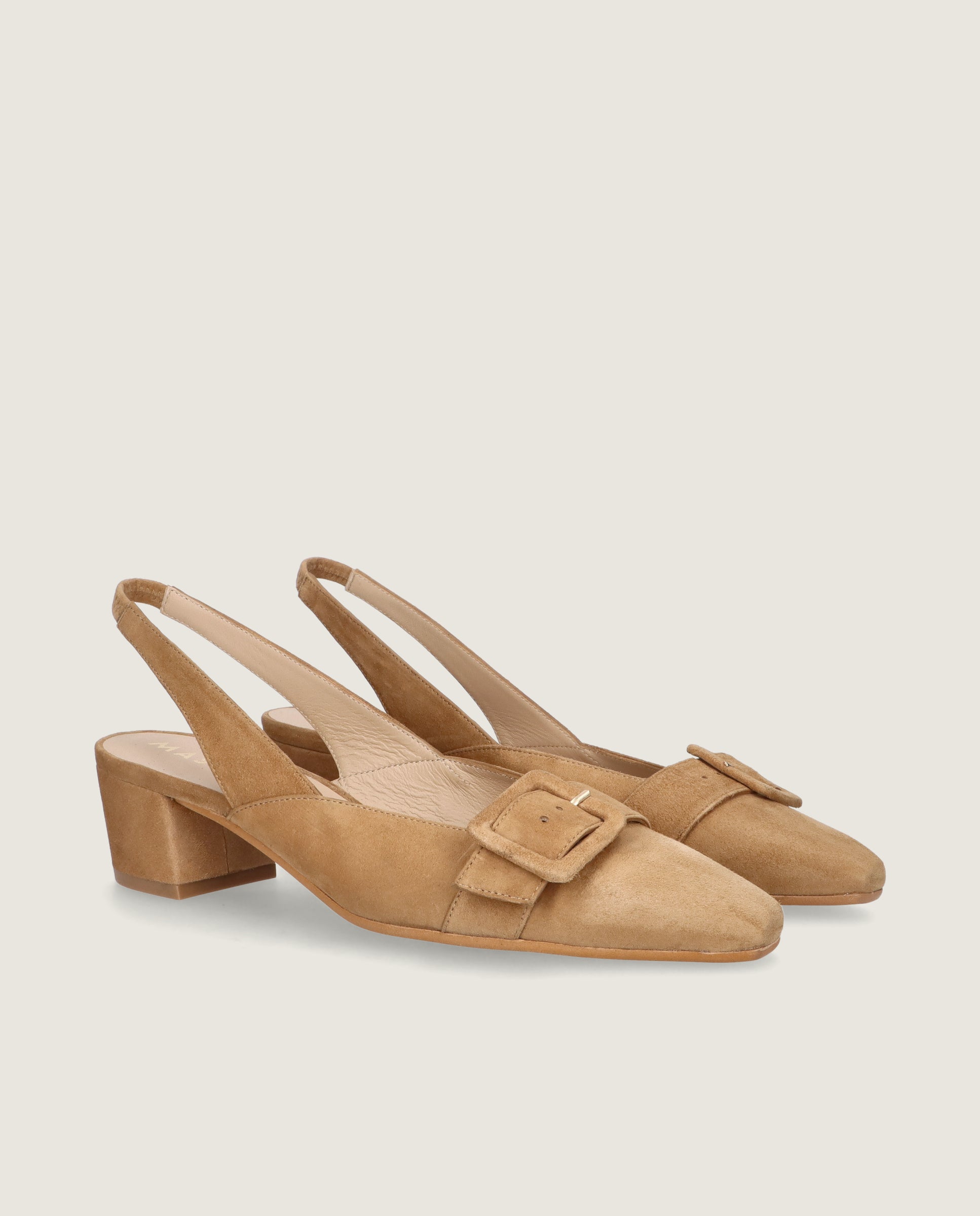 Image of Greta pump in tan suede by Mascaro