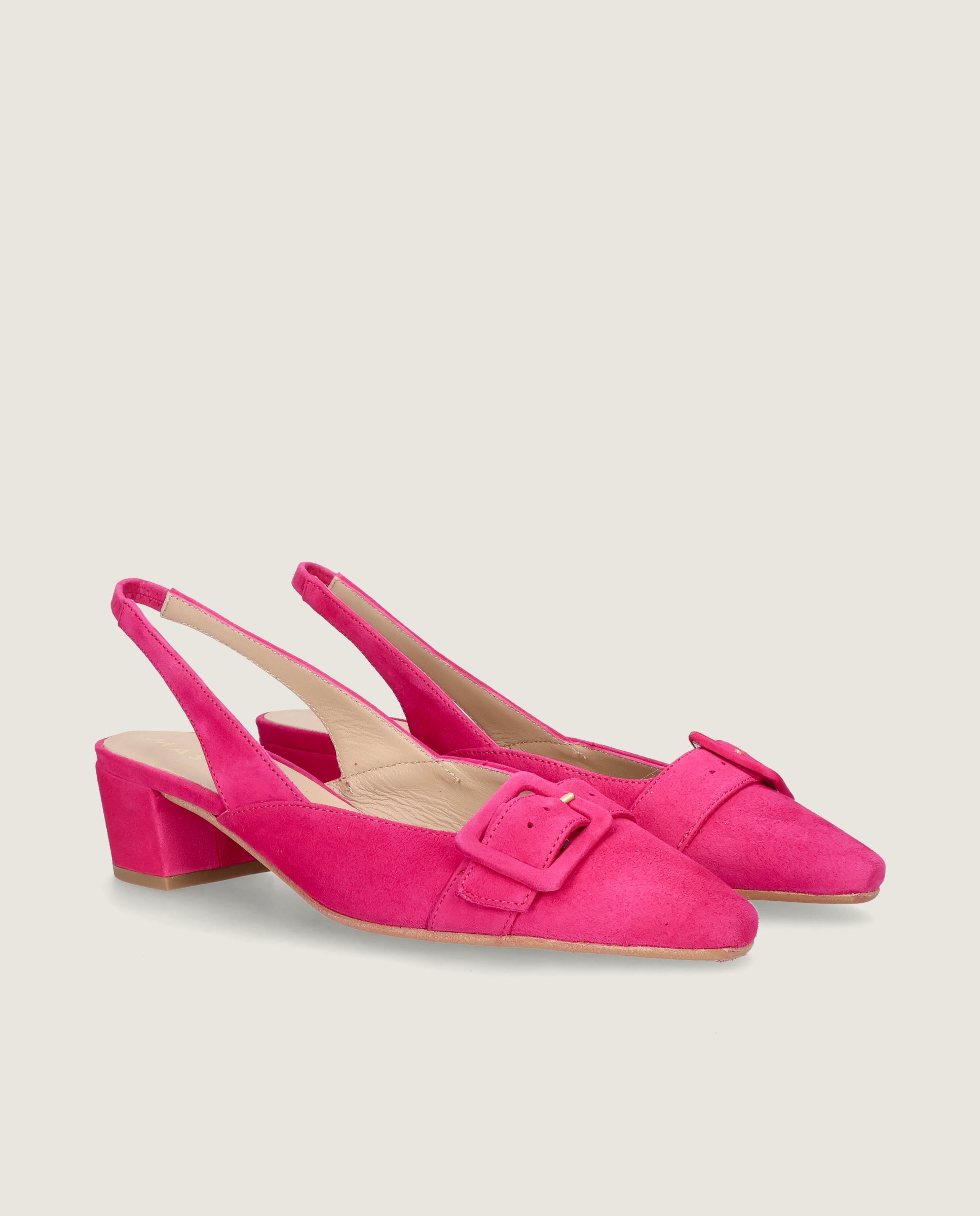 Image of Greta slingback pump in hot pink suede by Mascaro