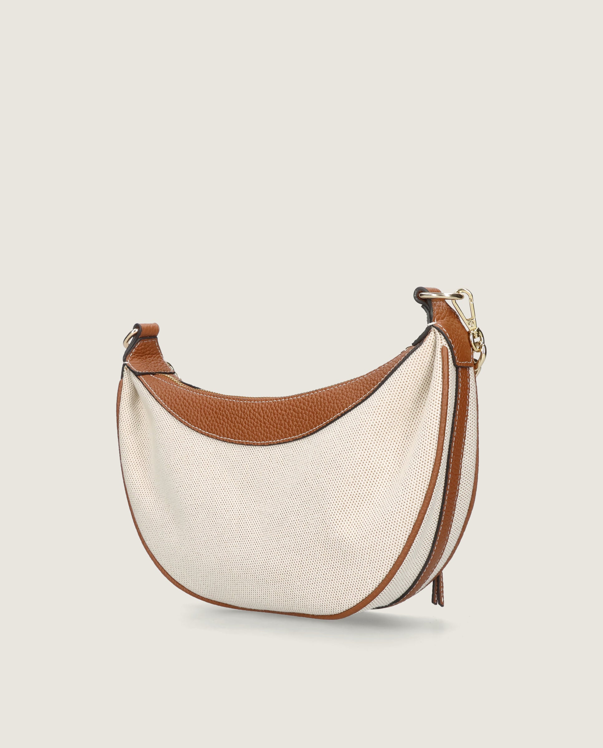 Small Hobo bag in canvas and leather