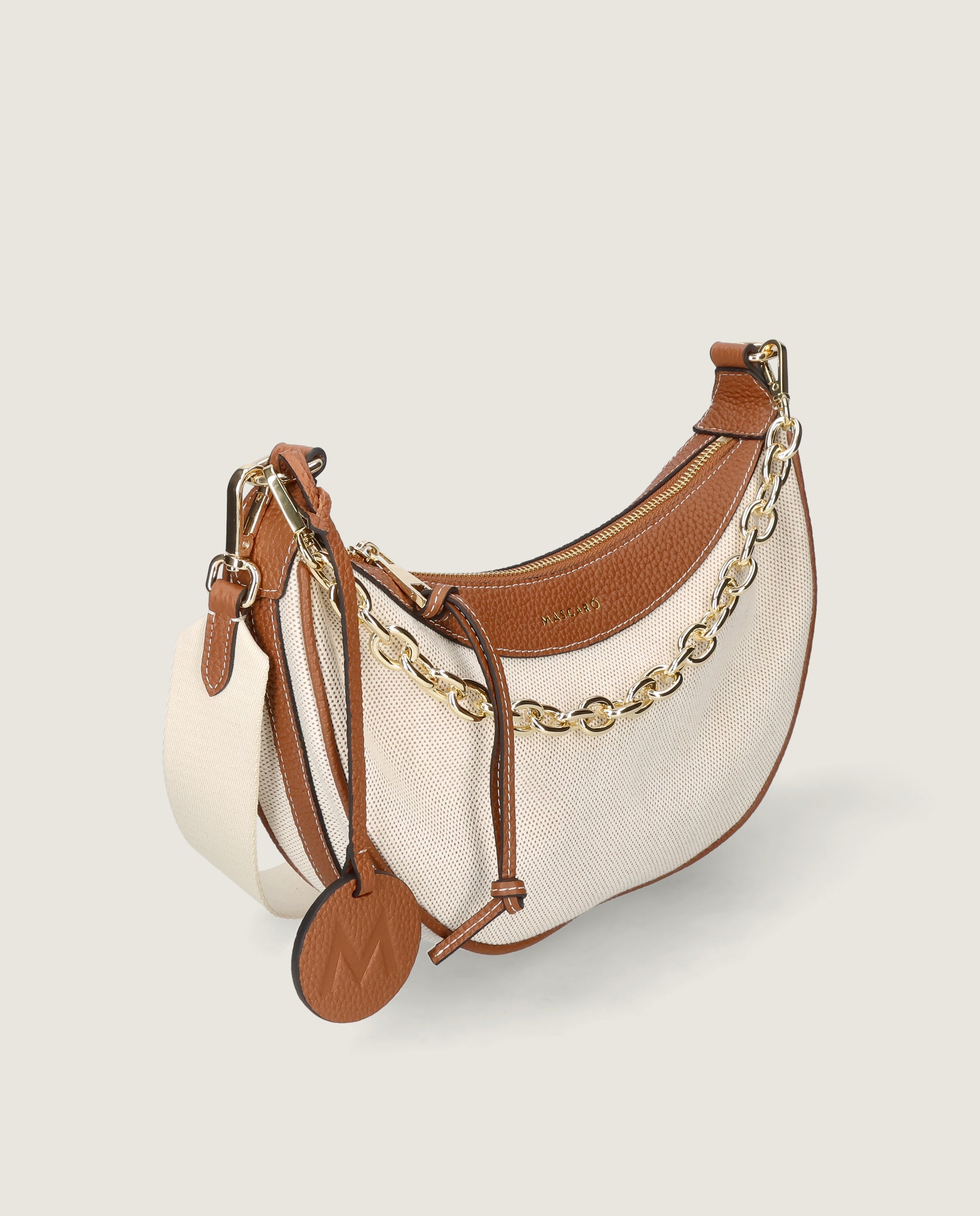 Small Hobo bag in canvas and leather