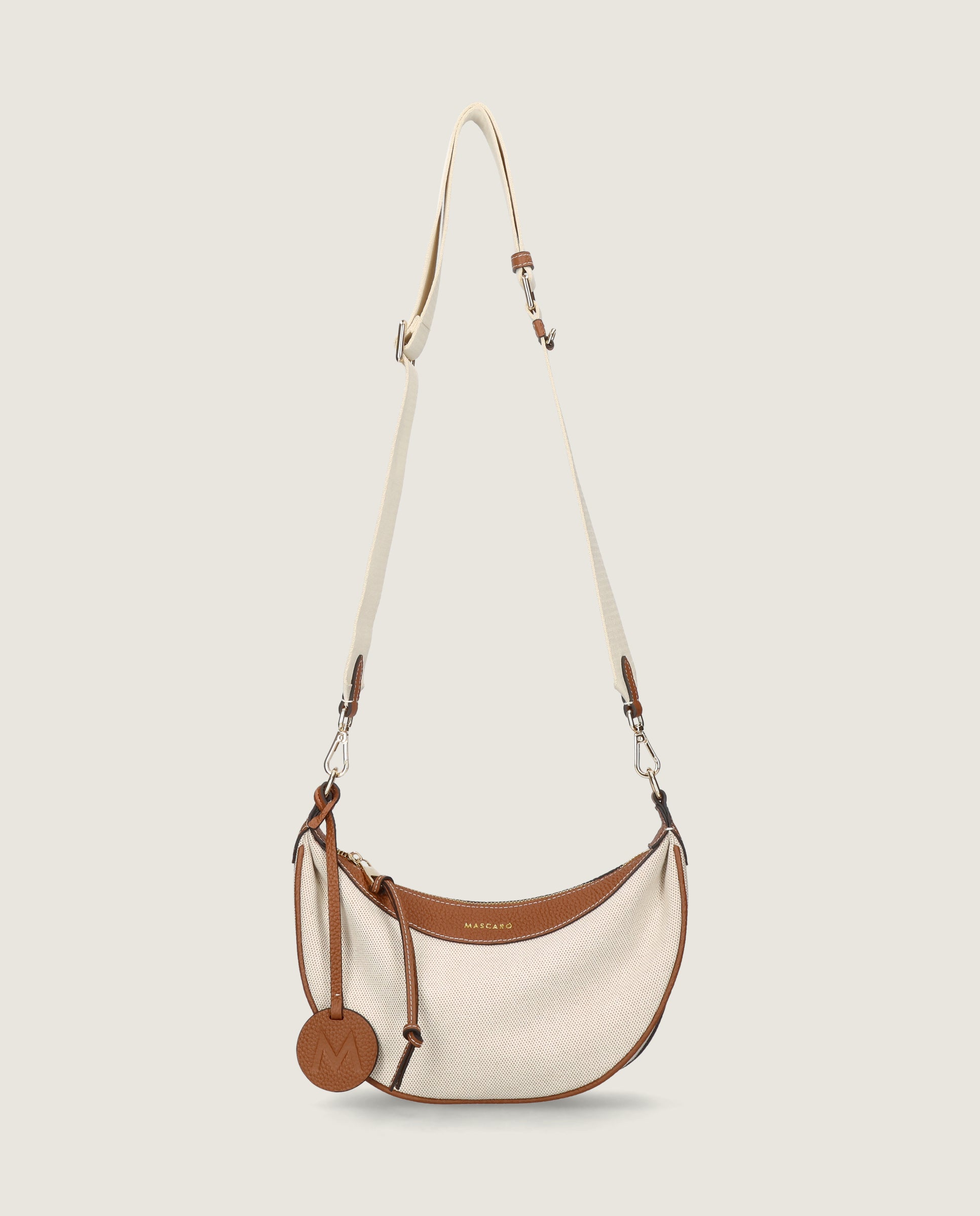 Small Hobo bag in canvas and leather
