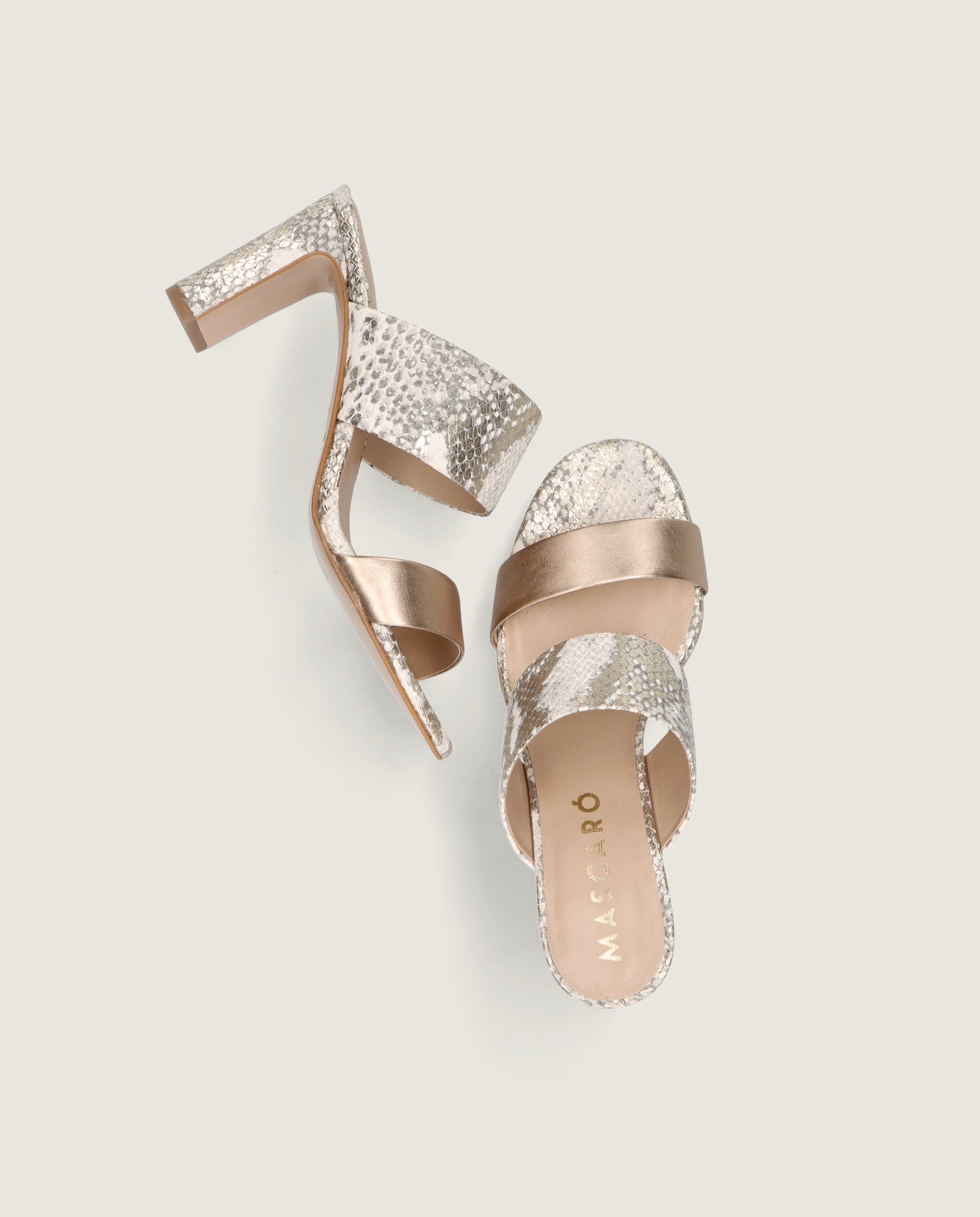 Sandalias Clarice Dorados Pieles estampadas