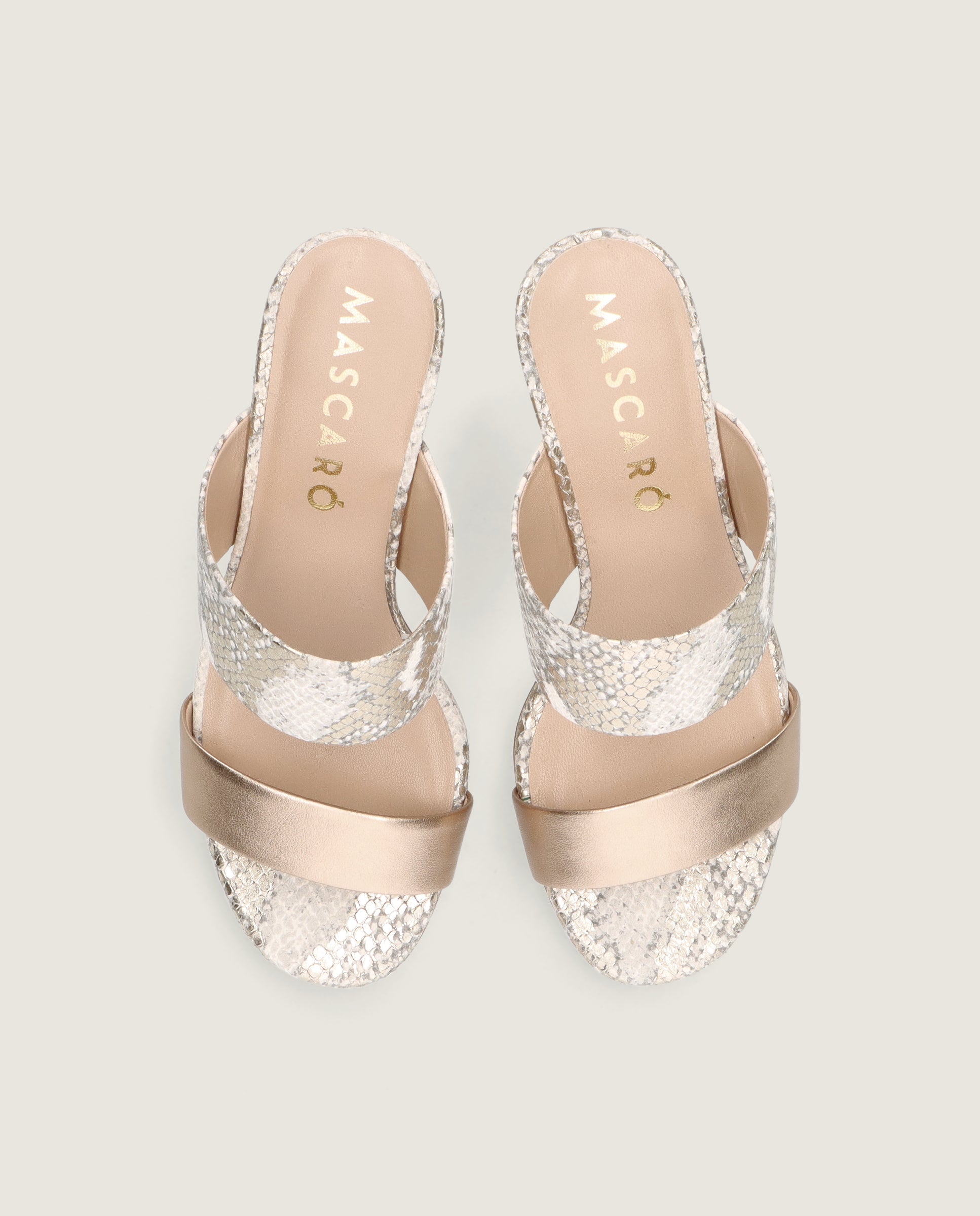 Sandalias Clarice Dorados Pieles estampadas