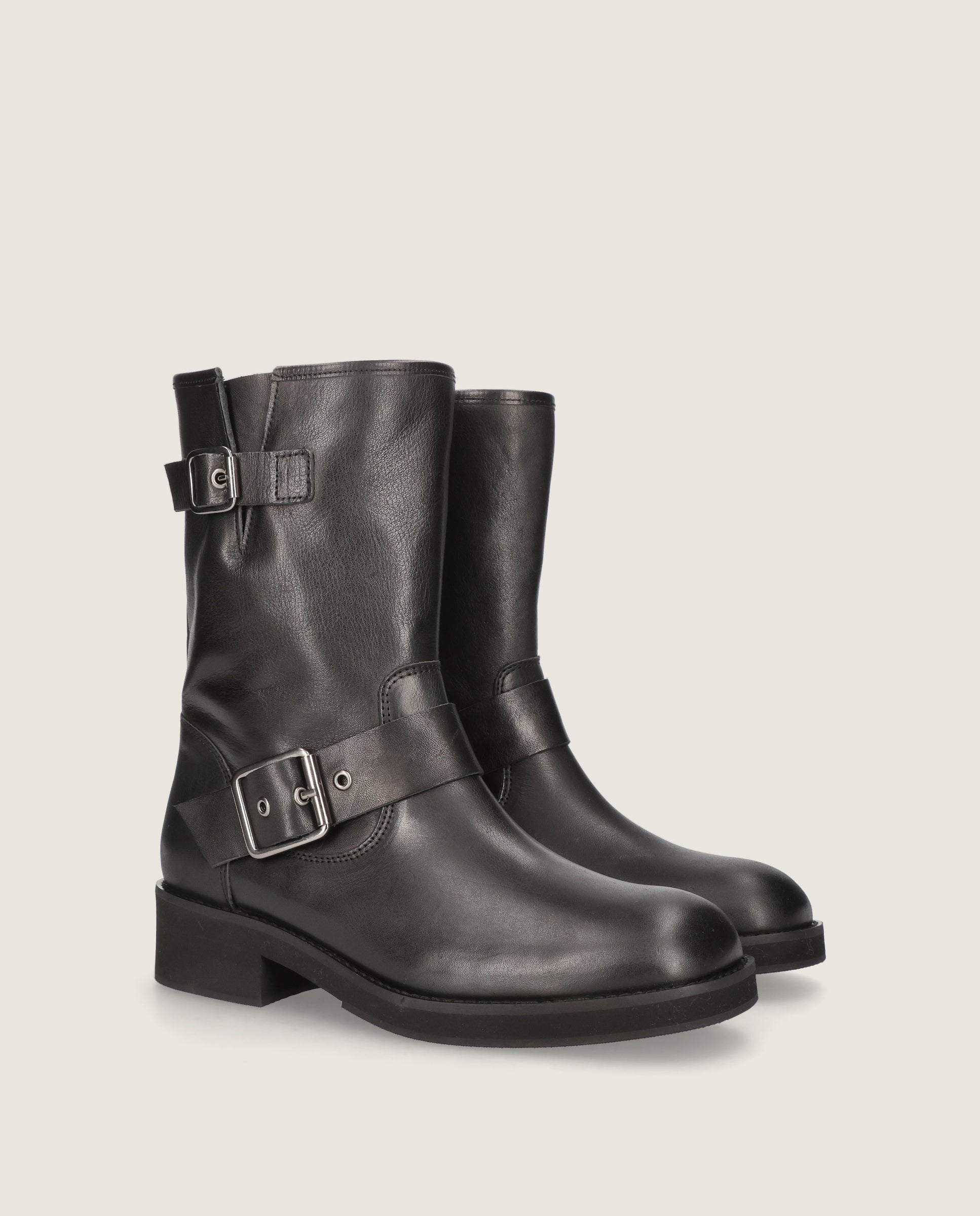 Image of Biker boot in black leather by Mascaro