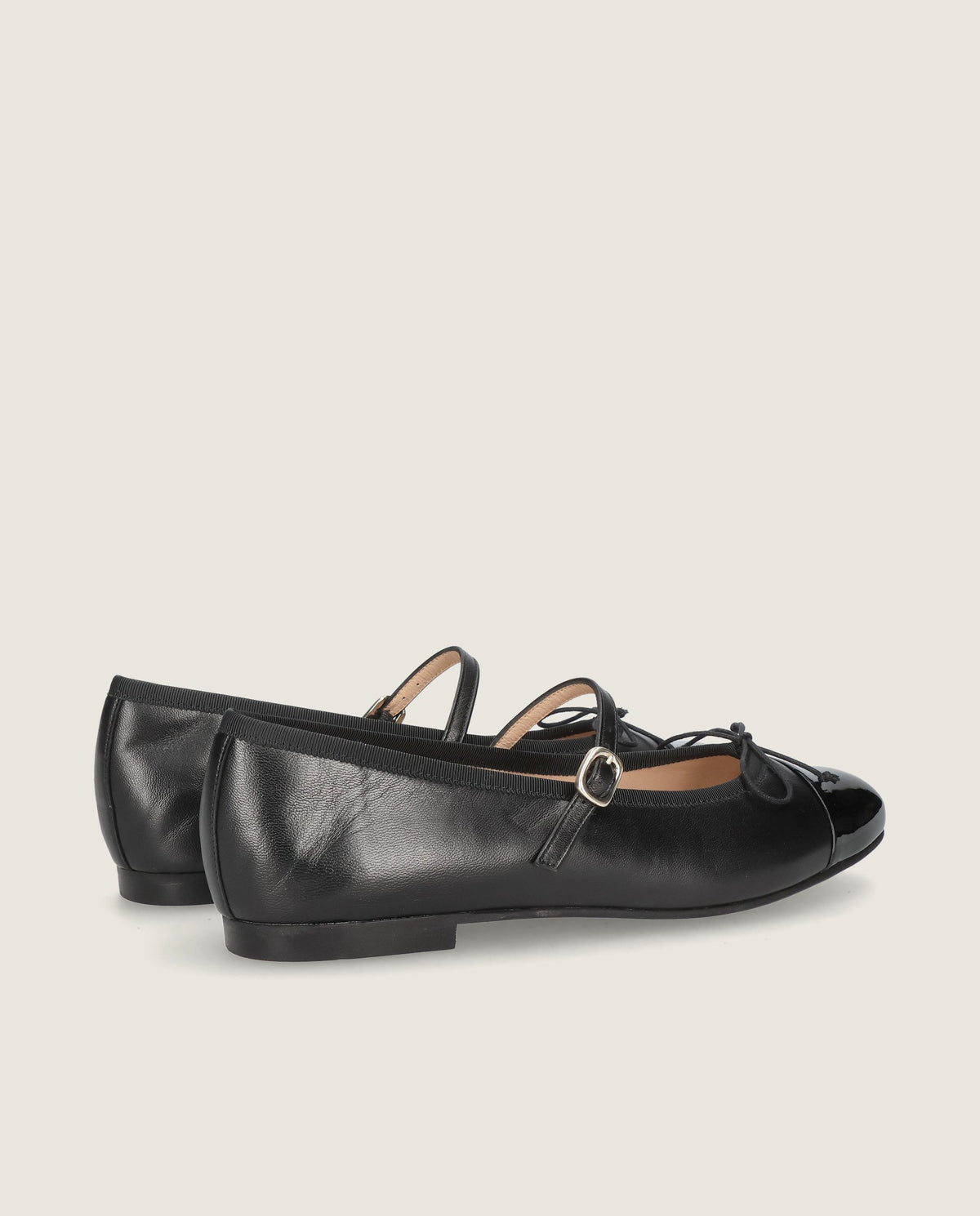 Audrey ballerina in soft leather and patent leather