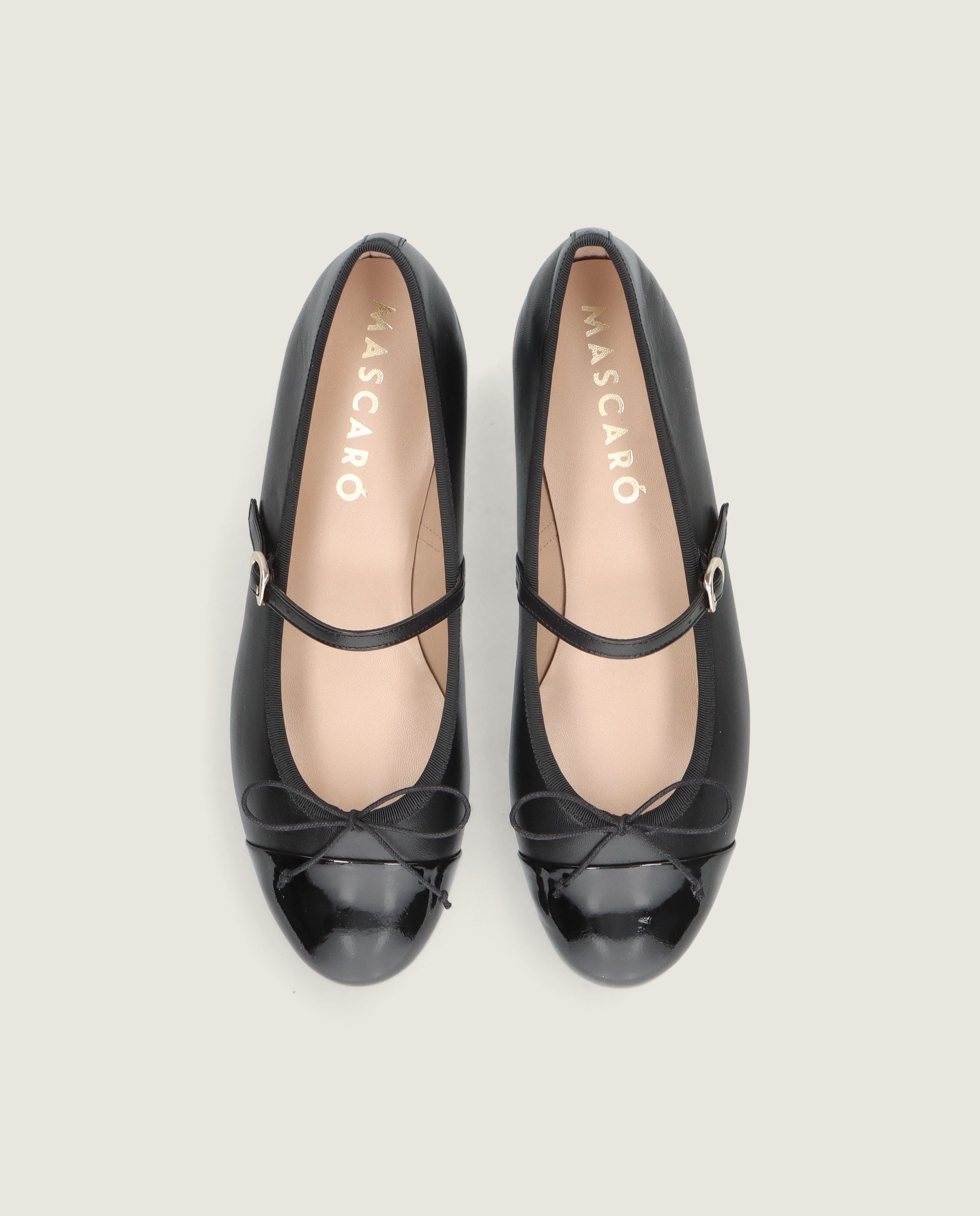 Audrey ballerina in soft leather and patent leather