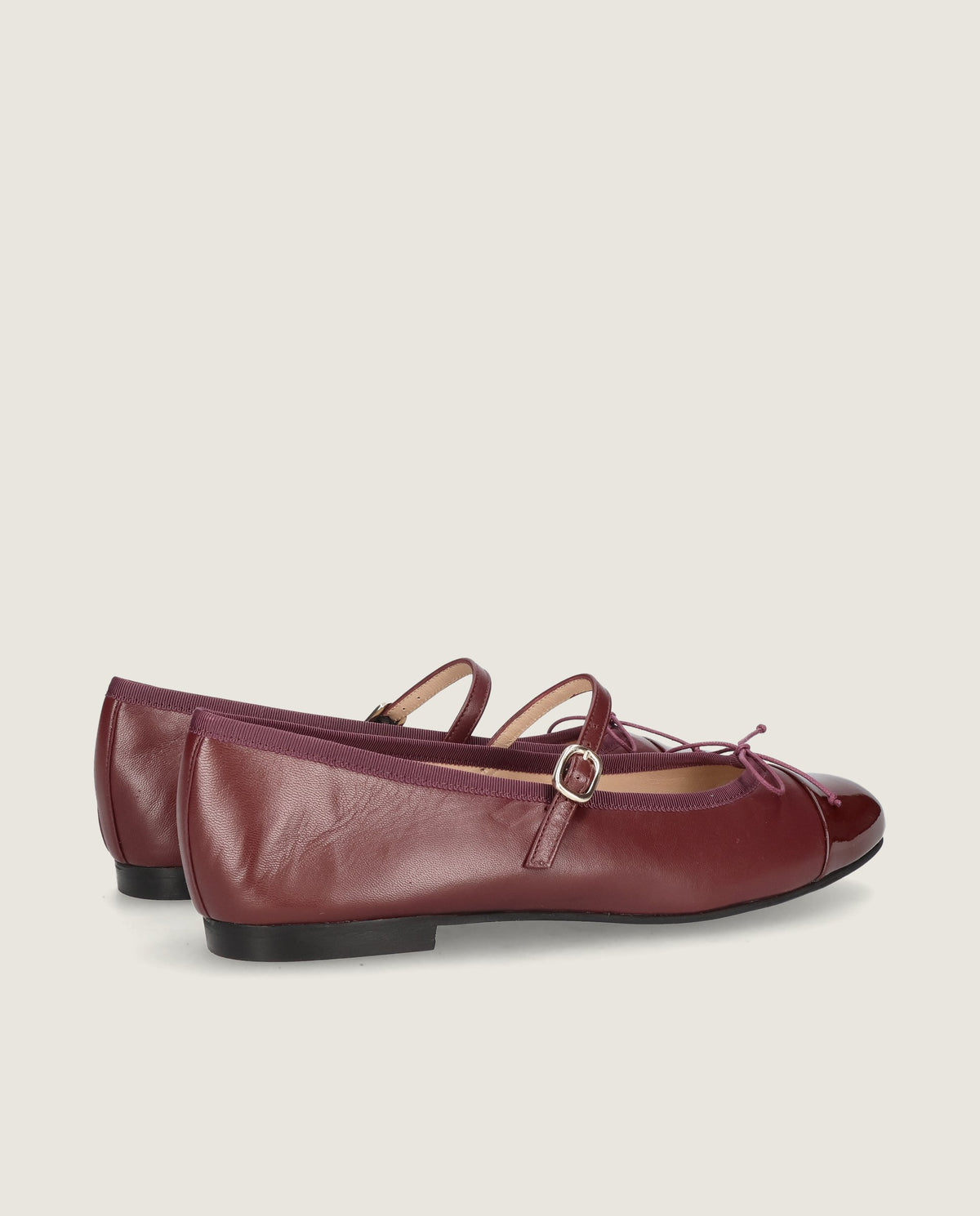 Audrey ballerina in soft leather and patent leather