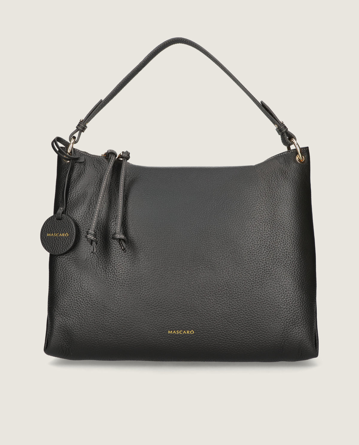 Image of Hobo shoulder bag in black leather by Mascaro