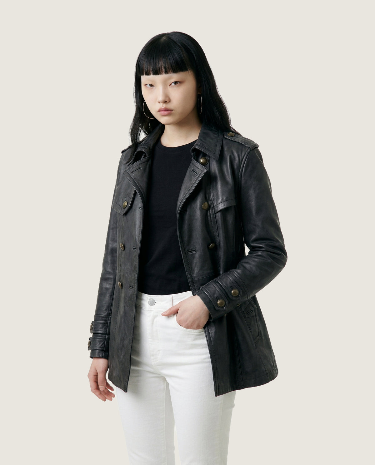 Chaqueta piel negra