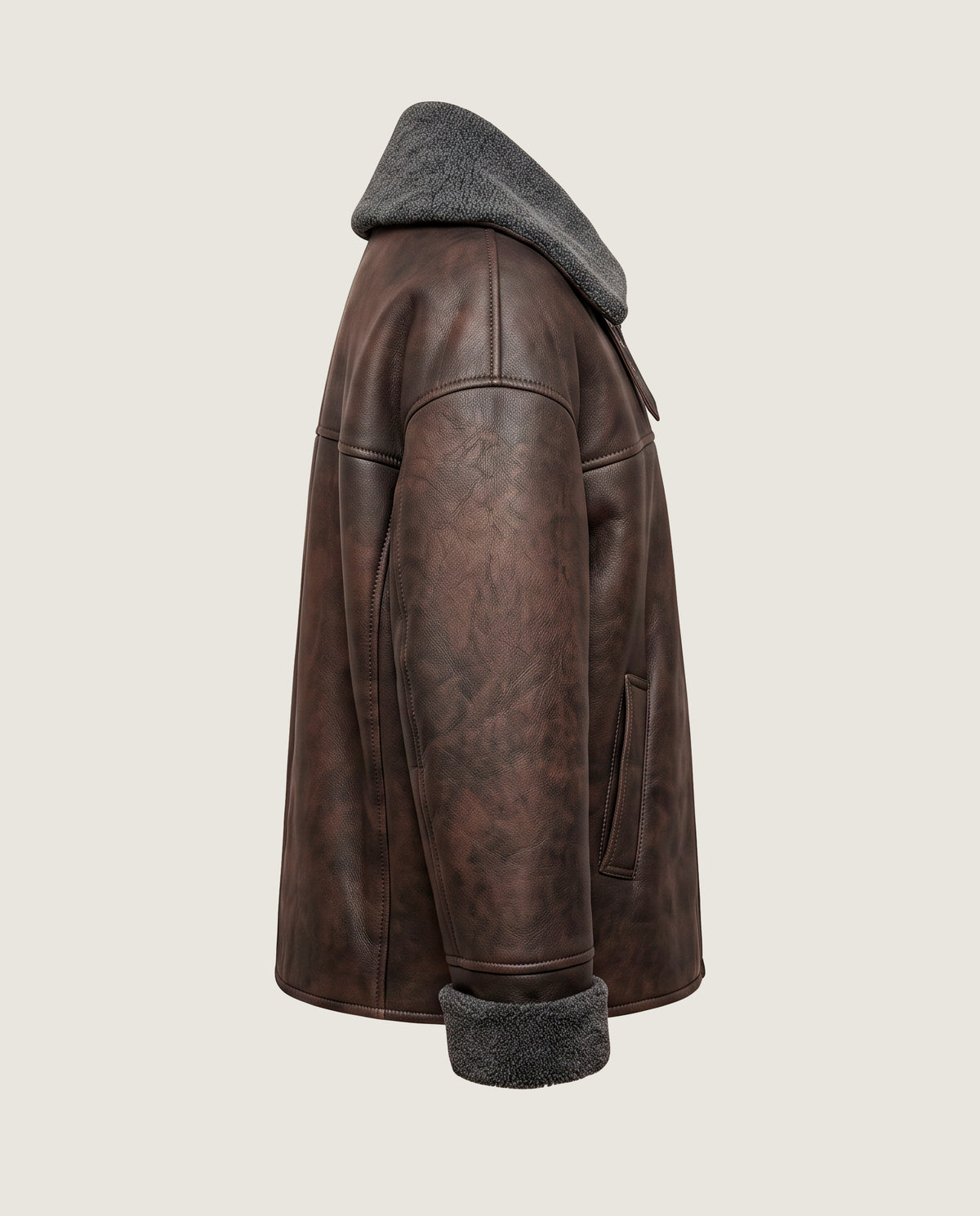 Chaqueta piel marrón