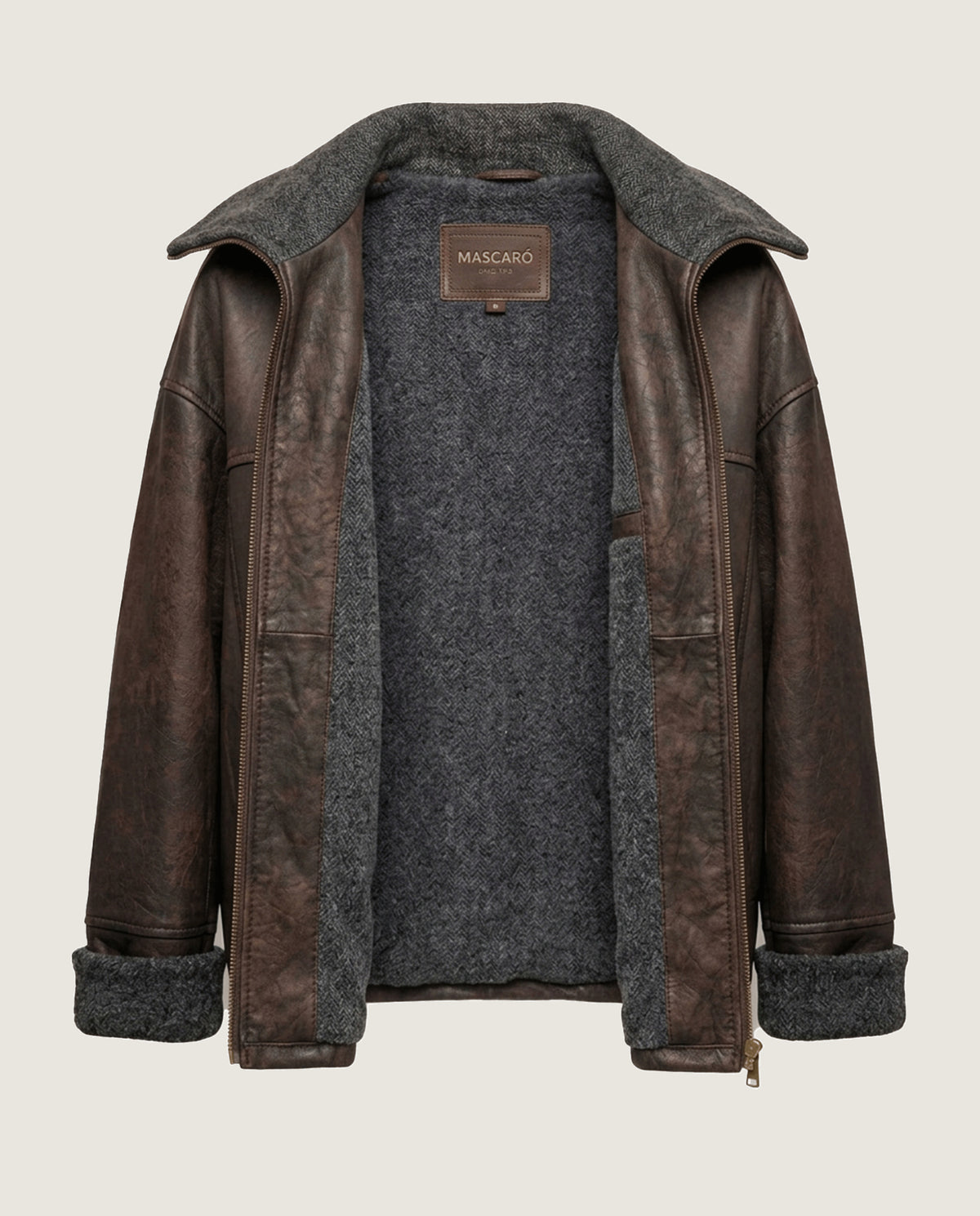 Chaqueta piel marrón