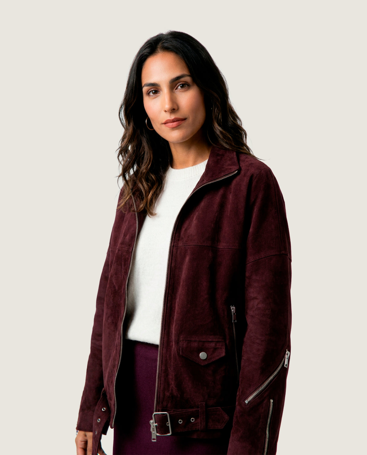 Chaqueta piel burdeos