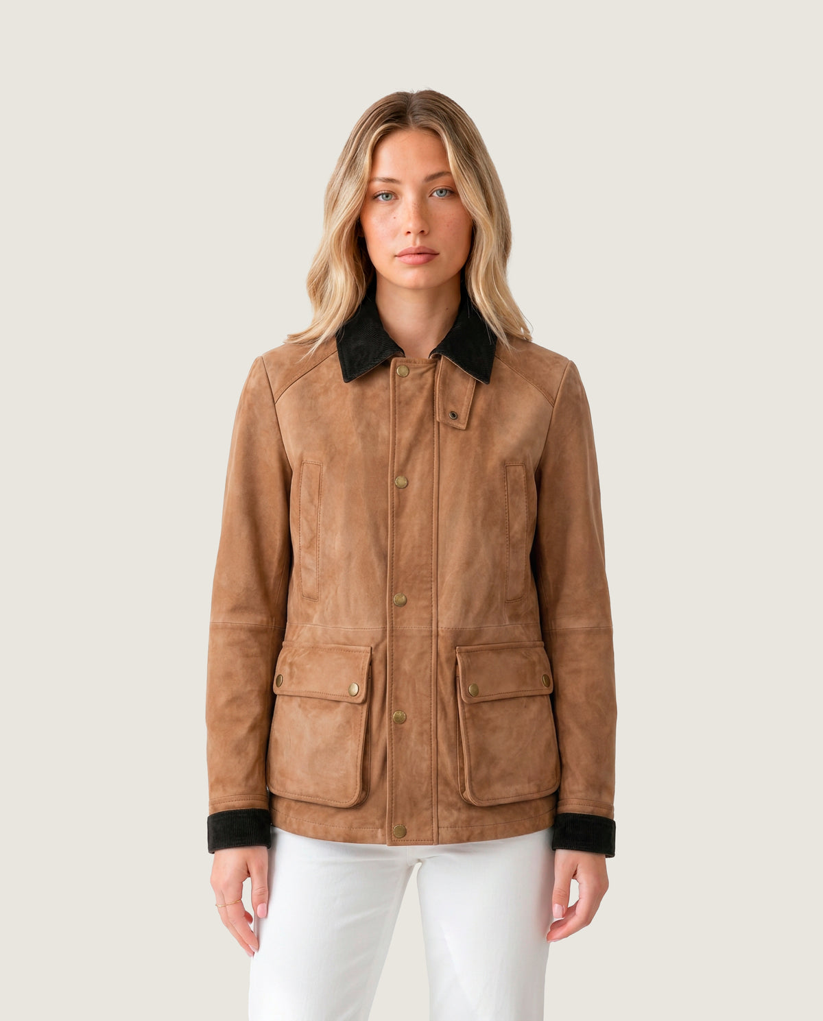 Chaqueta piel marrón