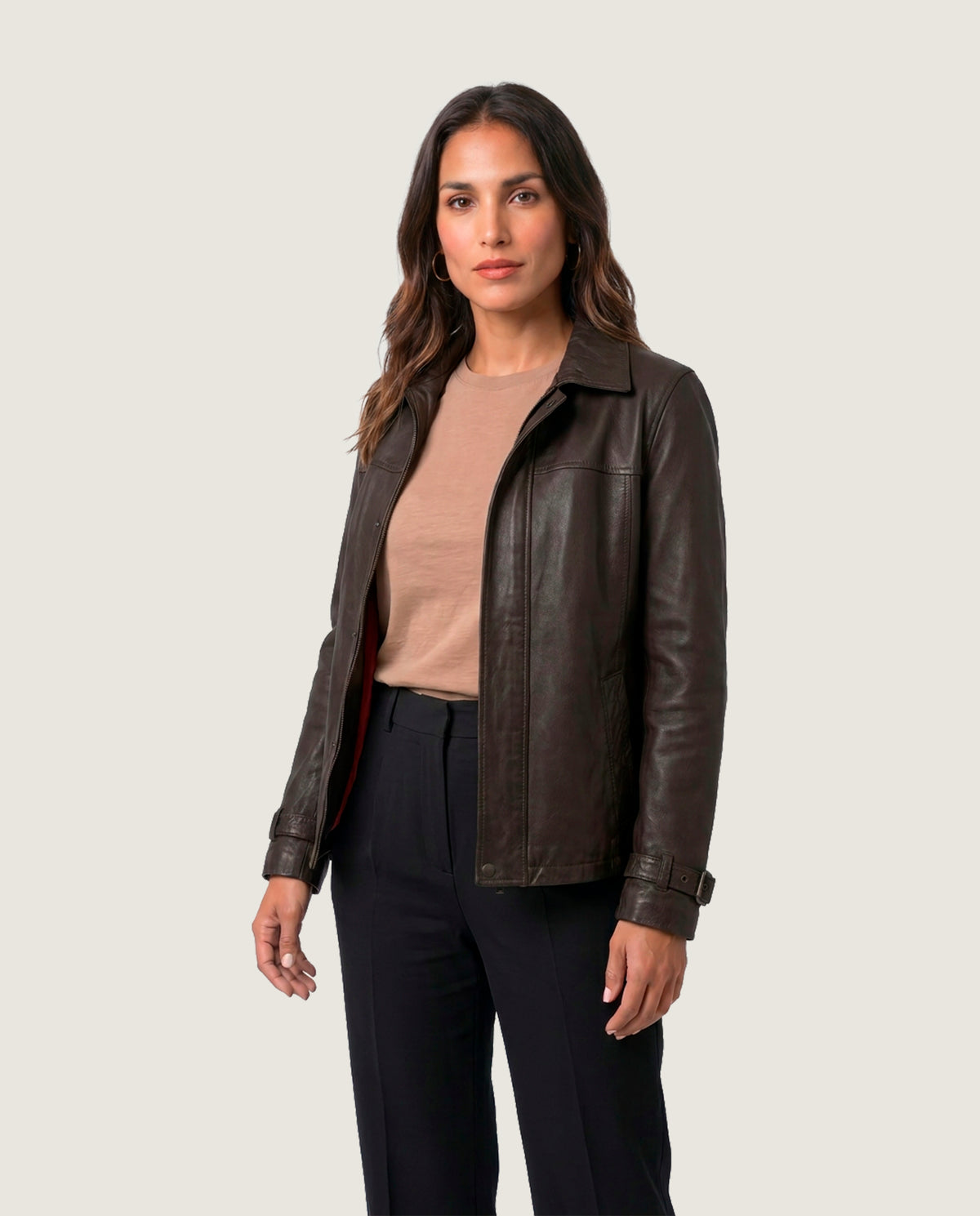 Chaqueta piel marrón