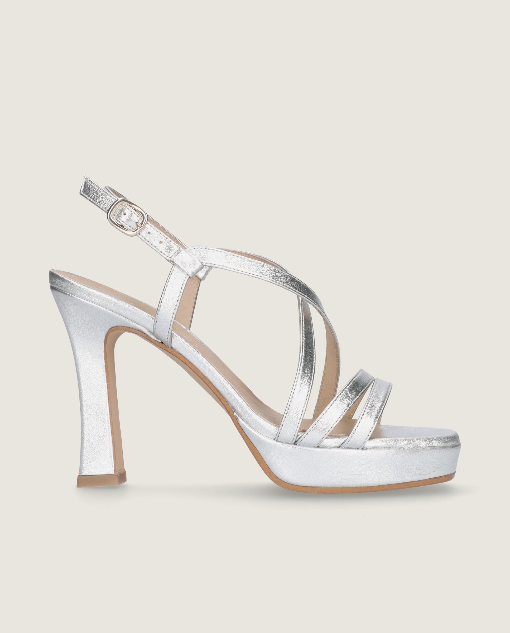 Sandalias Mykonos Plateados Pieles metalizadas