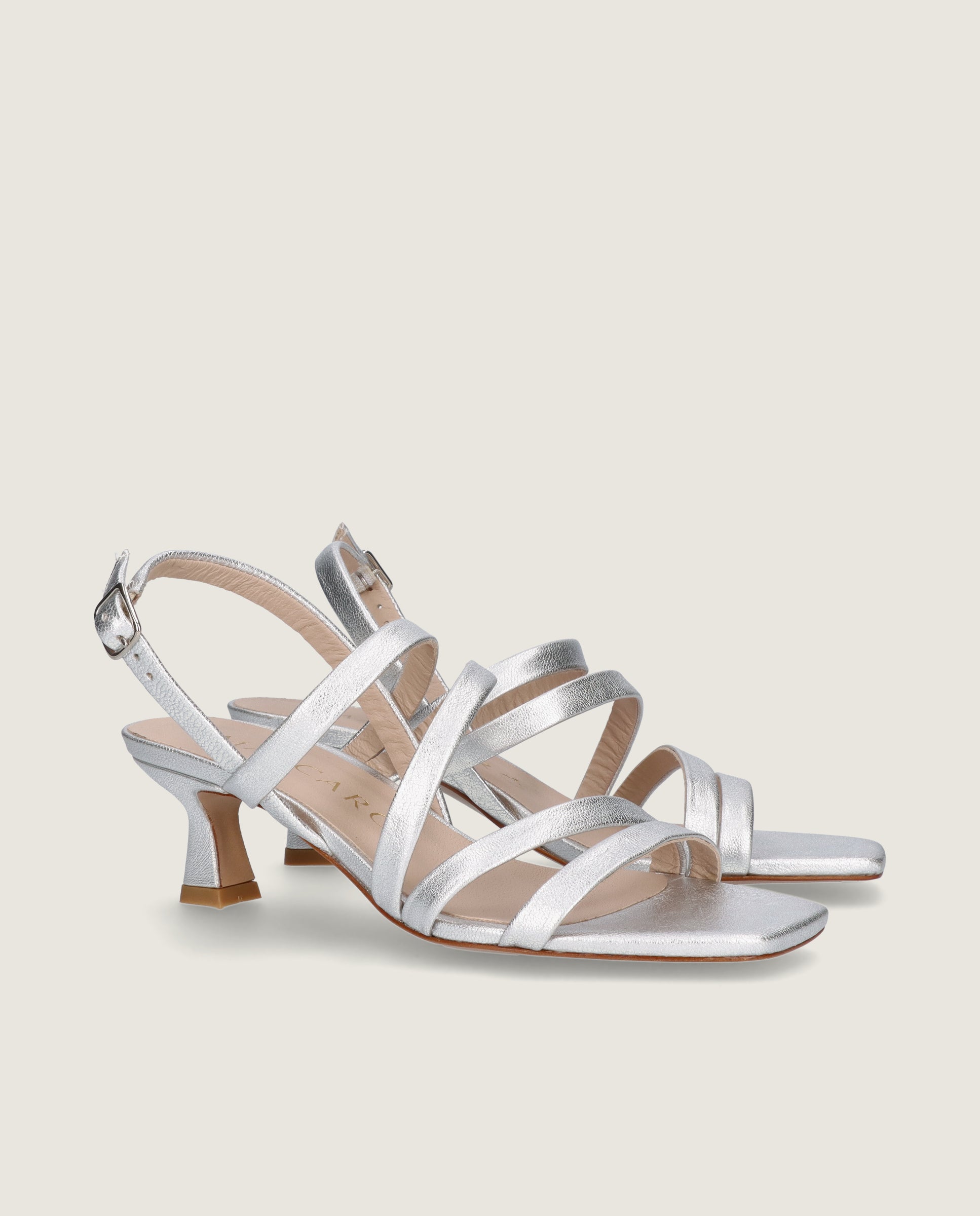 Sandalias Mandy Plateados Piel