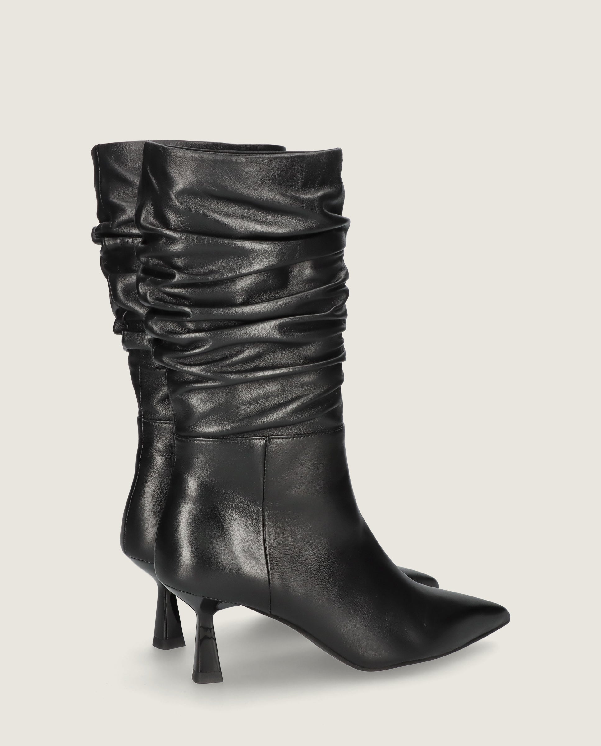Aretha Black Leather Boots