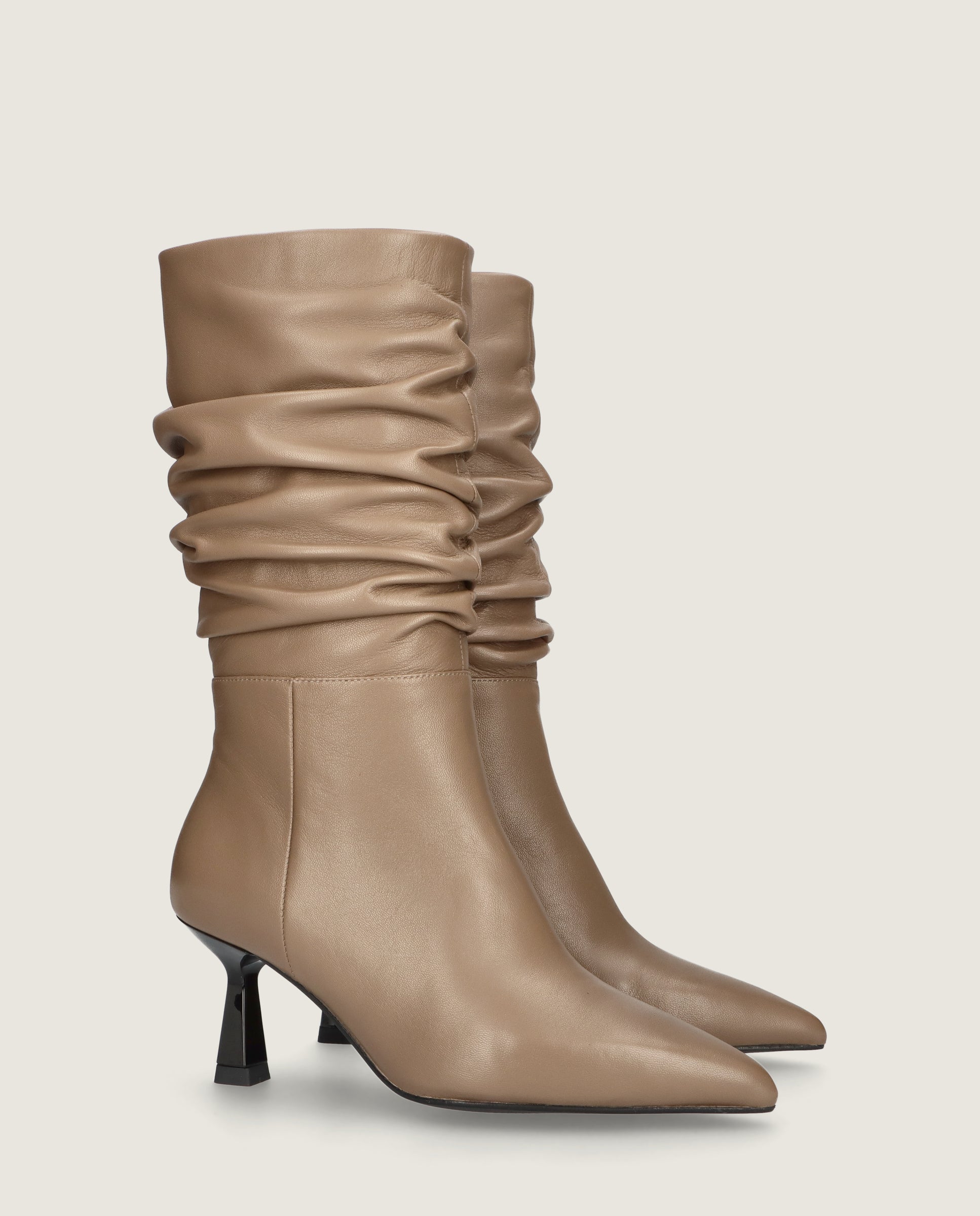 Image of Aretha Beige Leather Boots by Mascaro