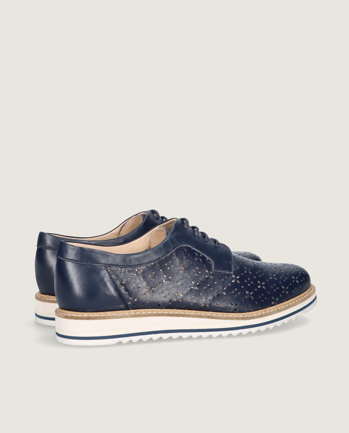 Donna Blue Leather Lace-up Shoes