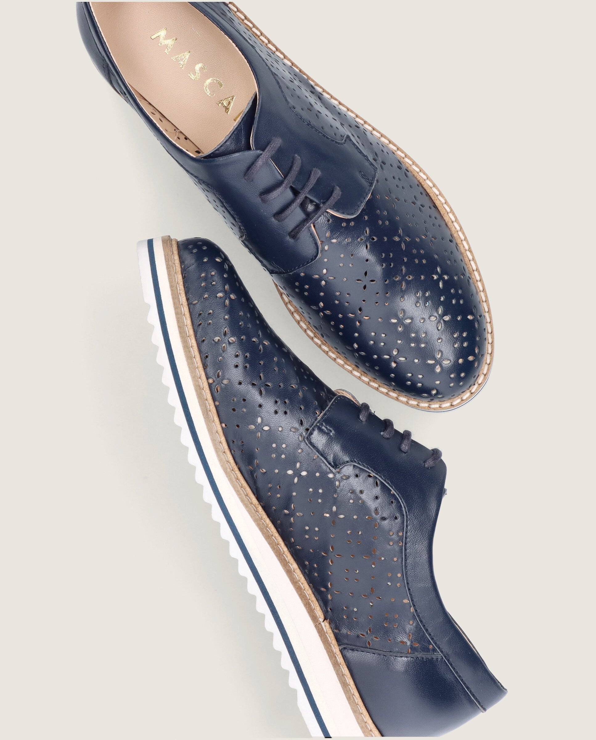 Zapatos Acordonados Donna Azules Piel