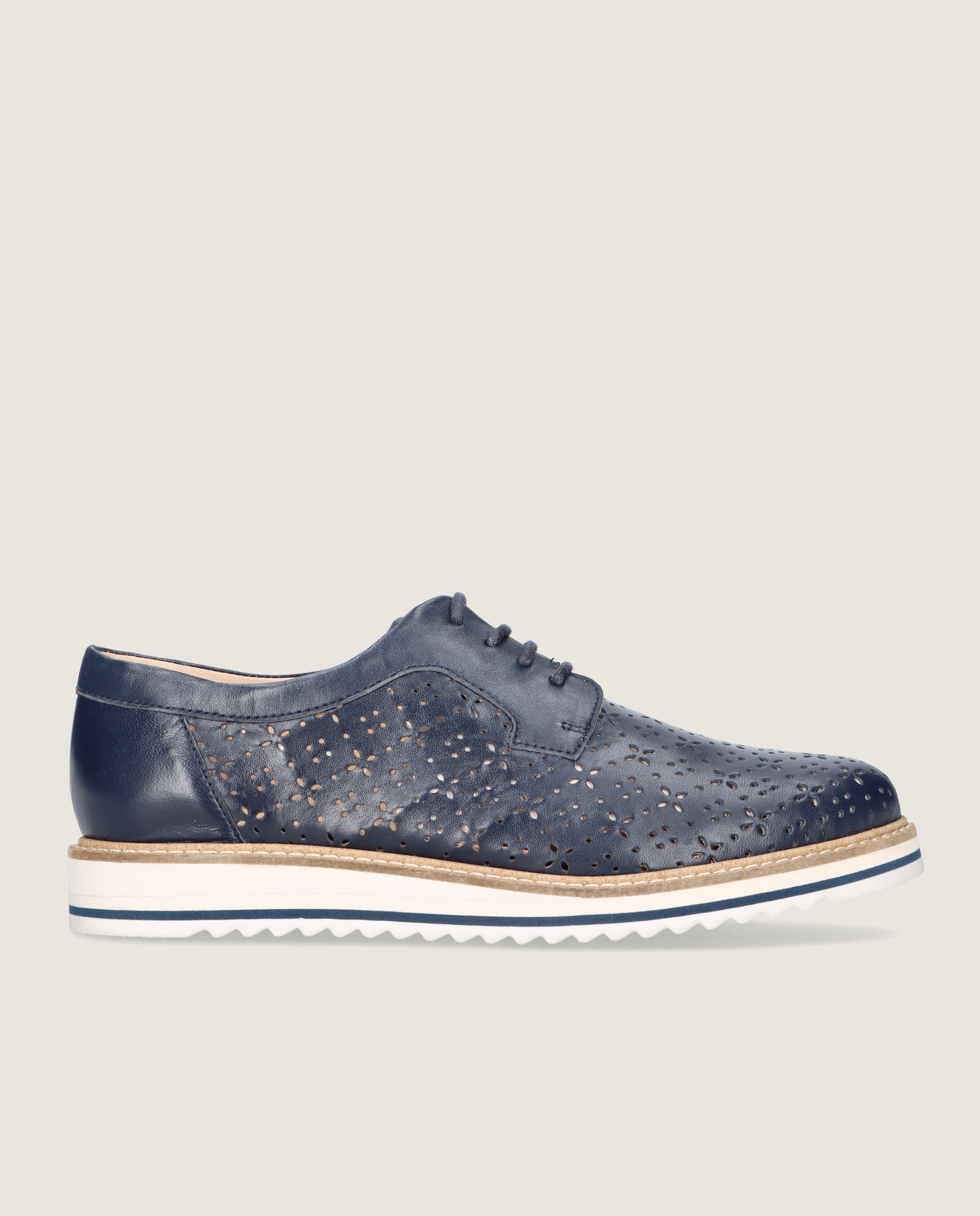 Zapatos Acordonados Donna Azules Piel