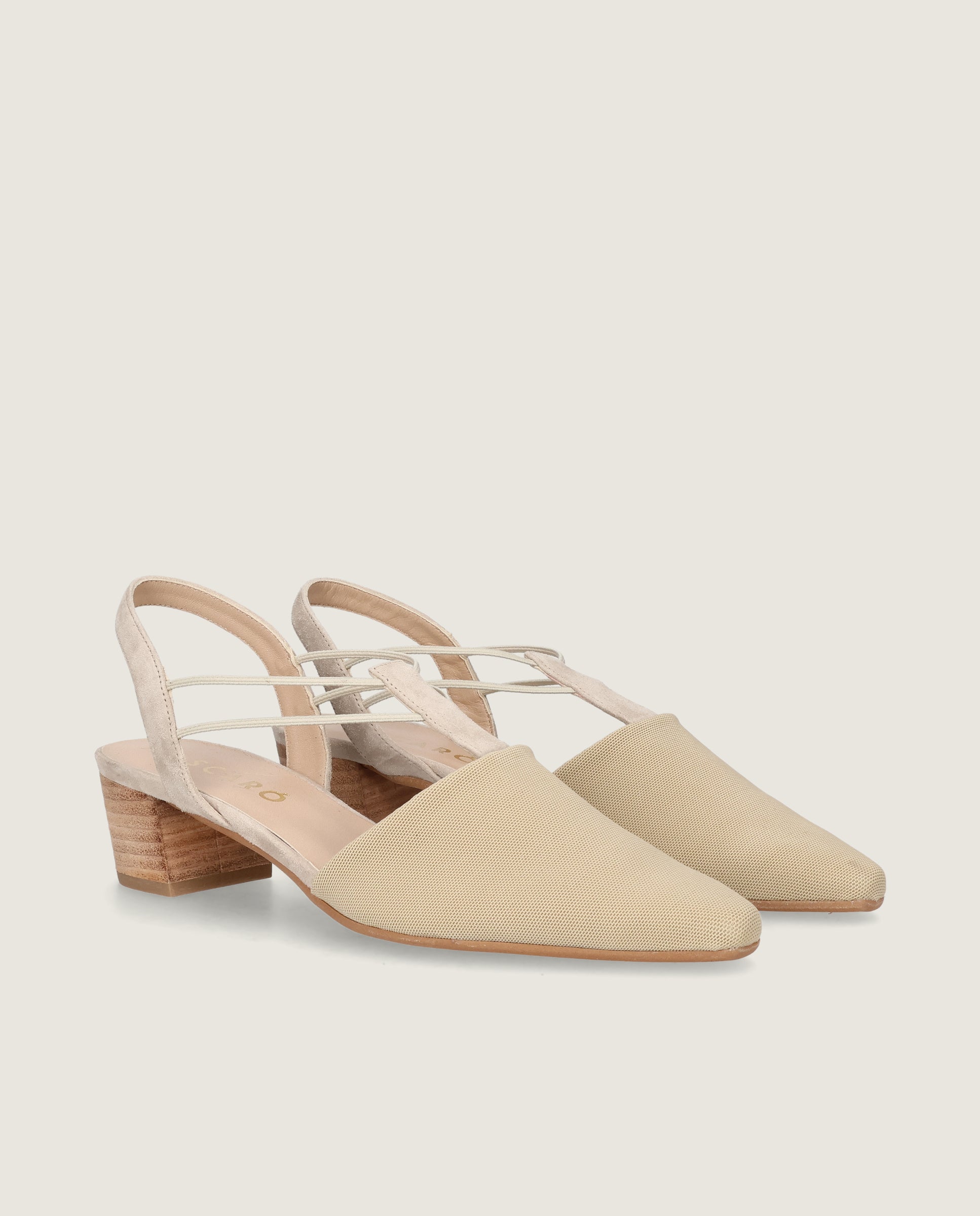 Image of Greta Beige Woven Pumps by Mascaro