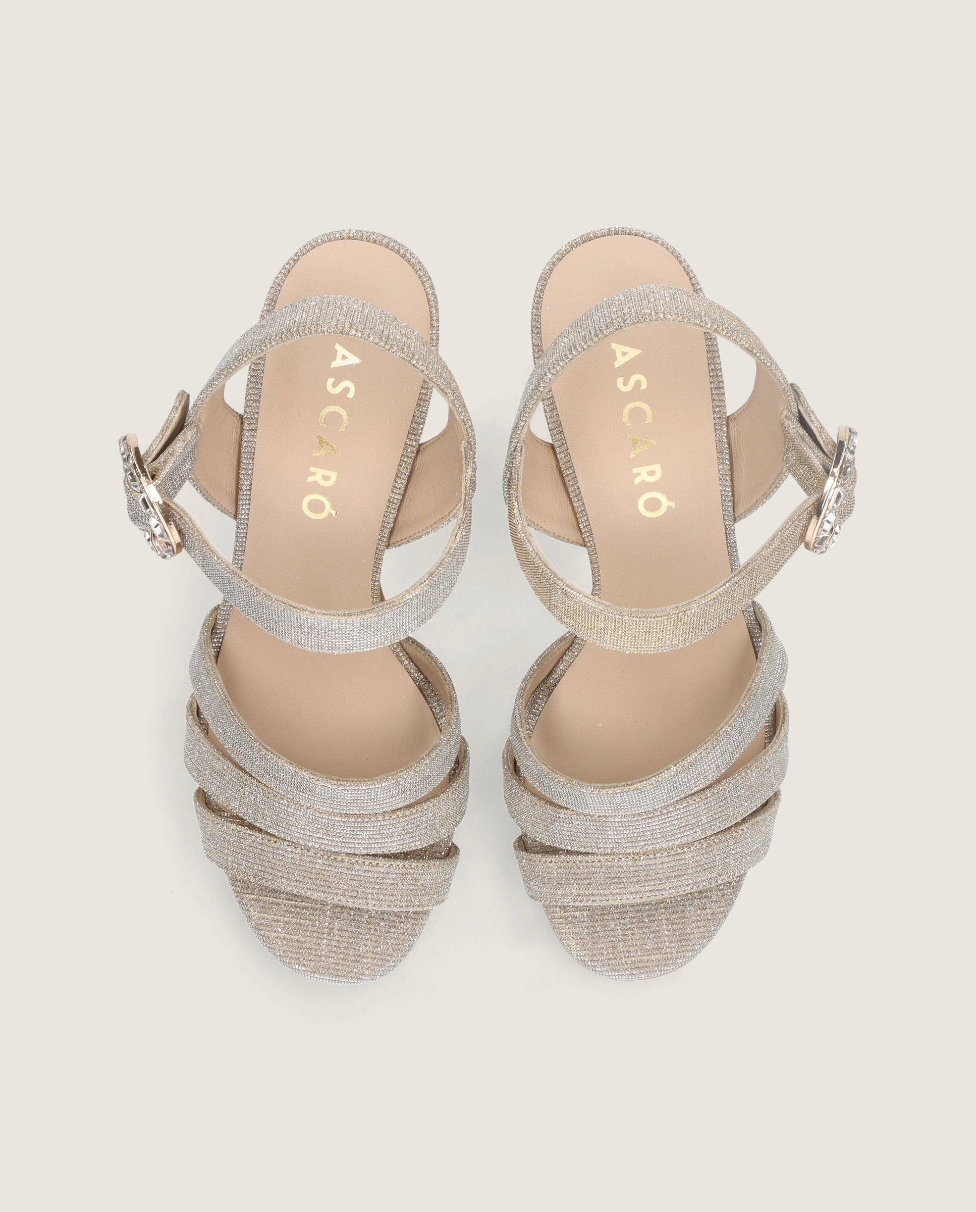 Sandalias Ruth Plateados Tejidos Metalizados