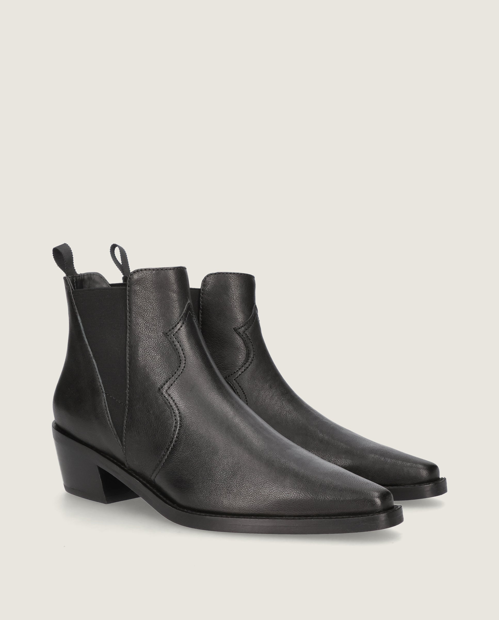 Image of Nashville Black Leather Ankle Boots by Mascaro