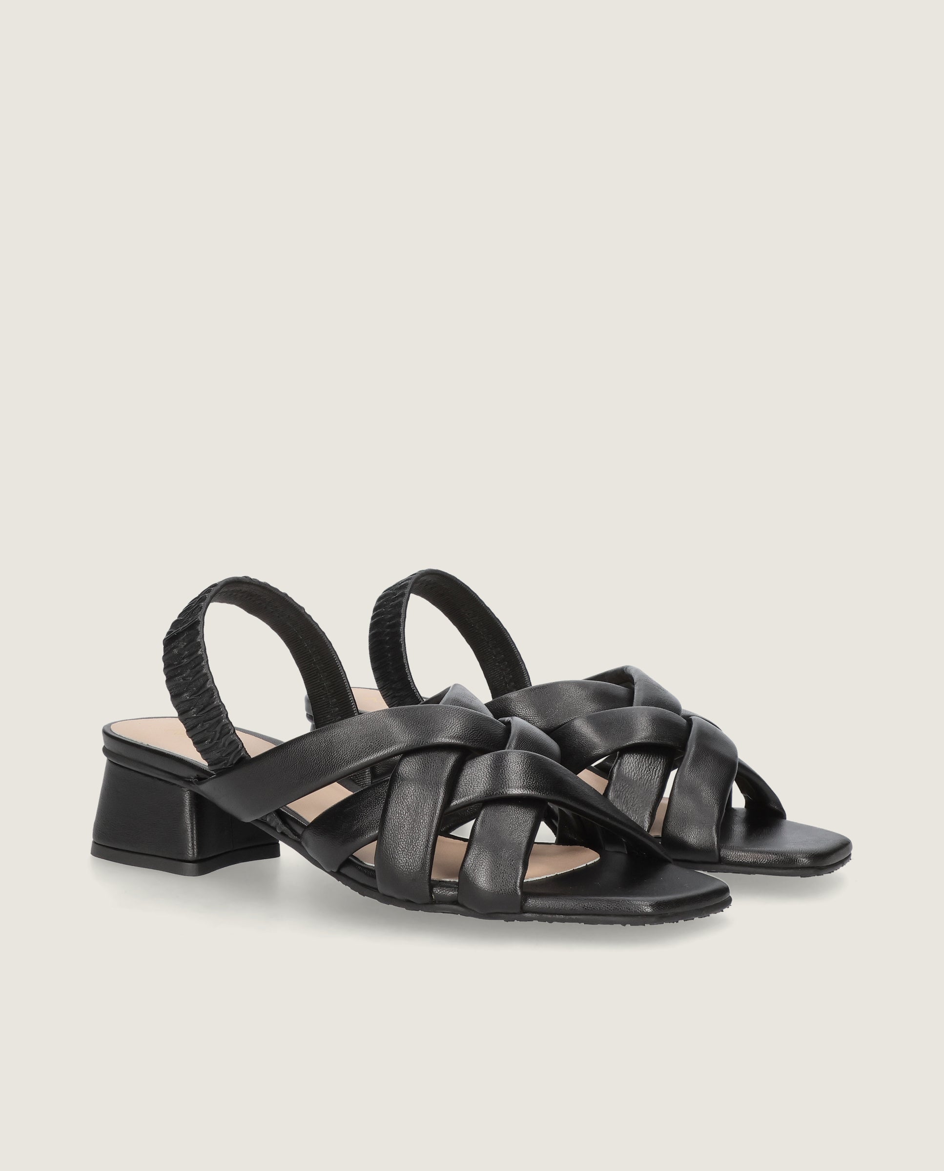 Image of Cannes Sandal in black leather by Mascaro