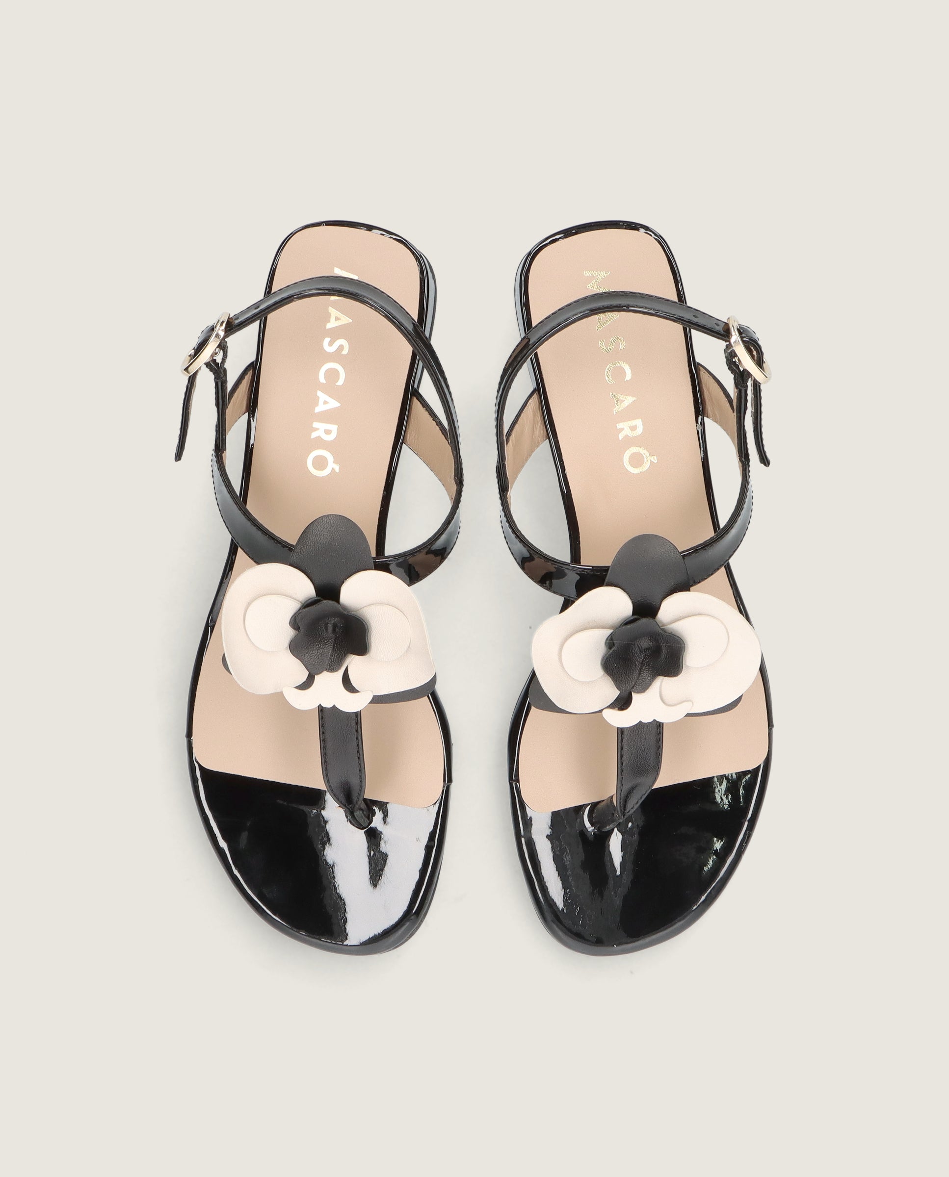Alternative view of Amelie Sandal in black patent leather by Mascaro