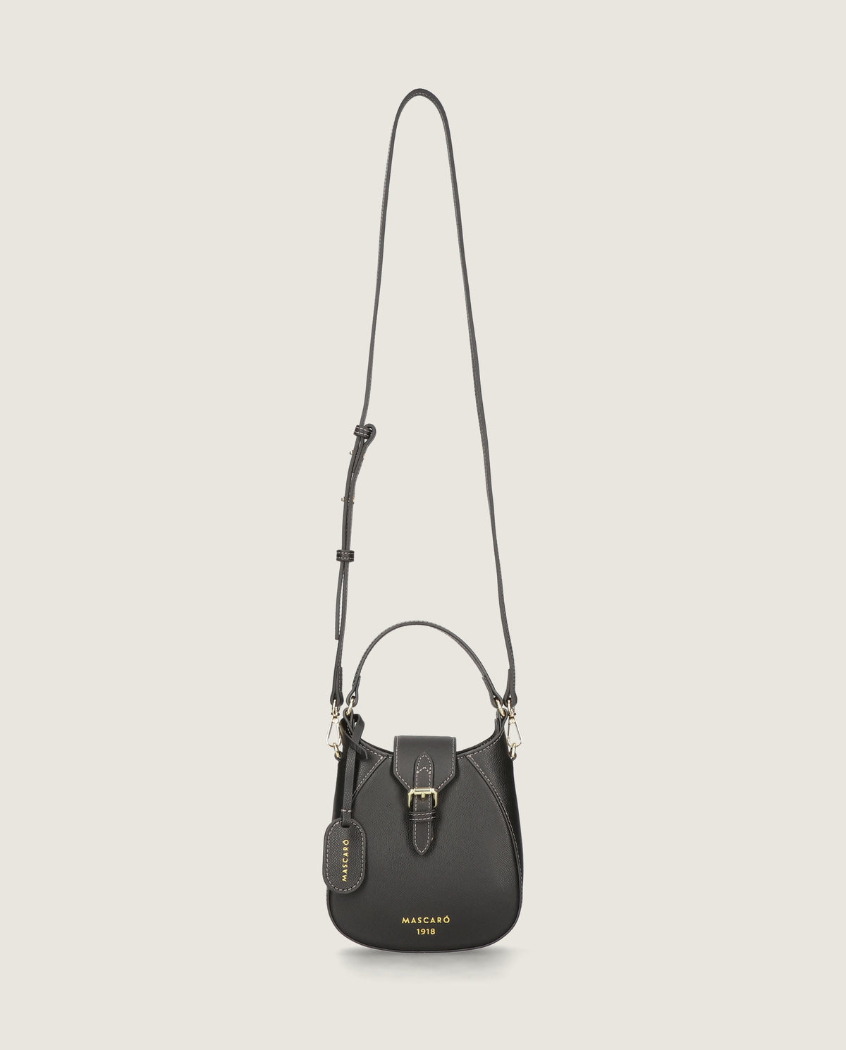 Mini estribo bag in black leather