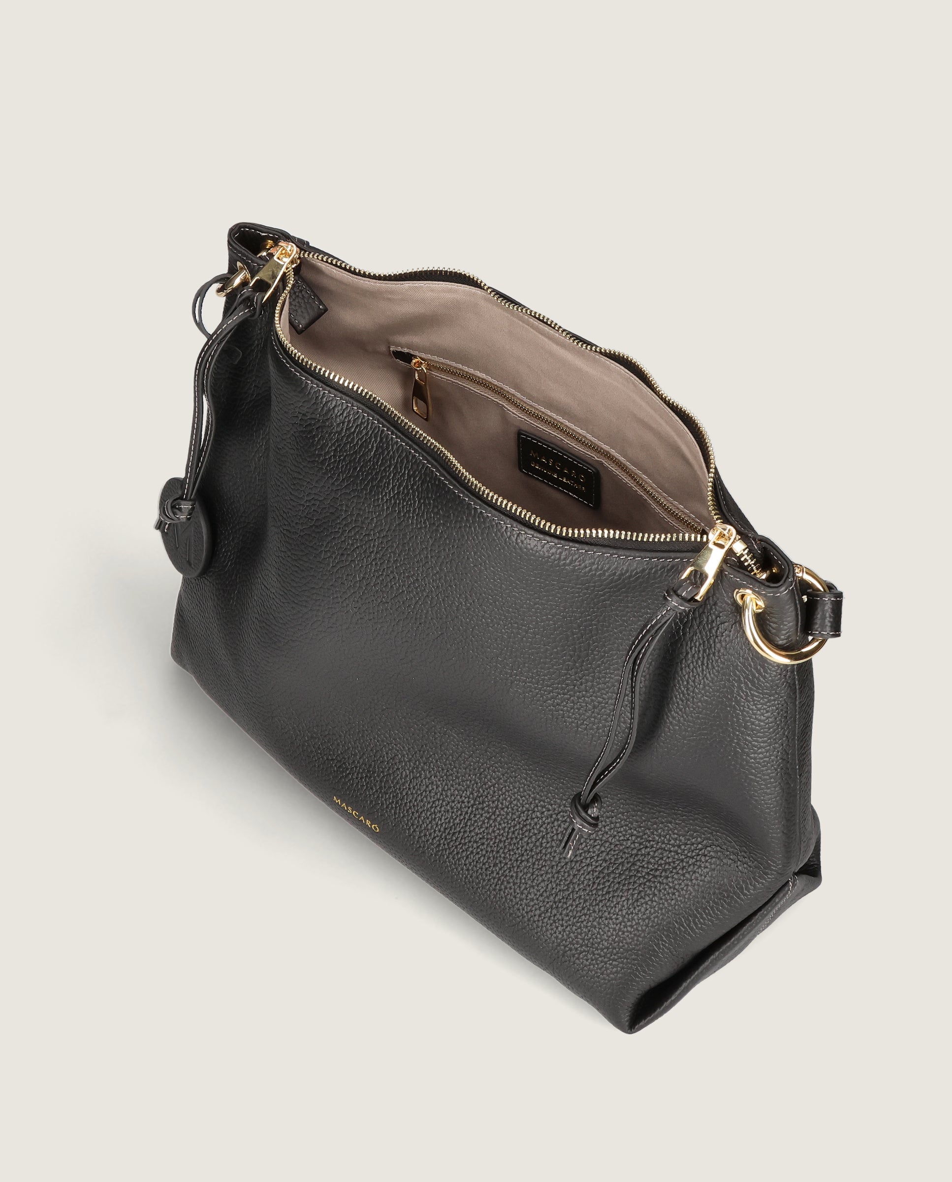 Hobo tasche in schwarzem leder