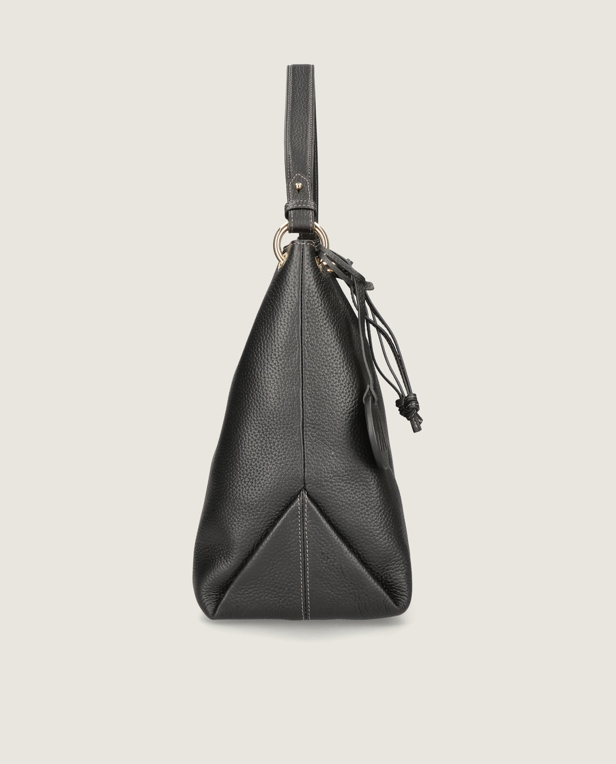 Alternative view of Hobo shoulder bag in black leather by Mascaro