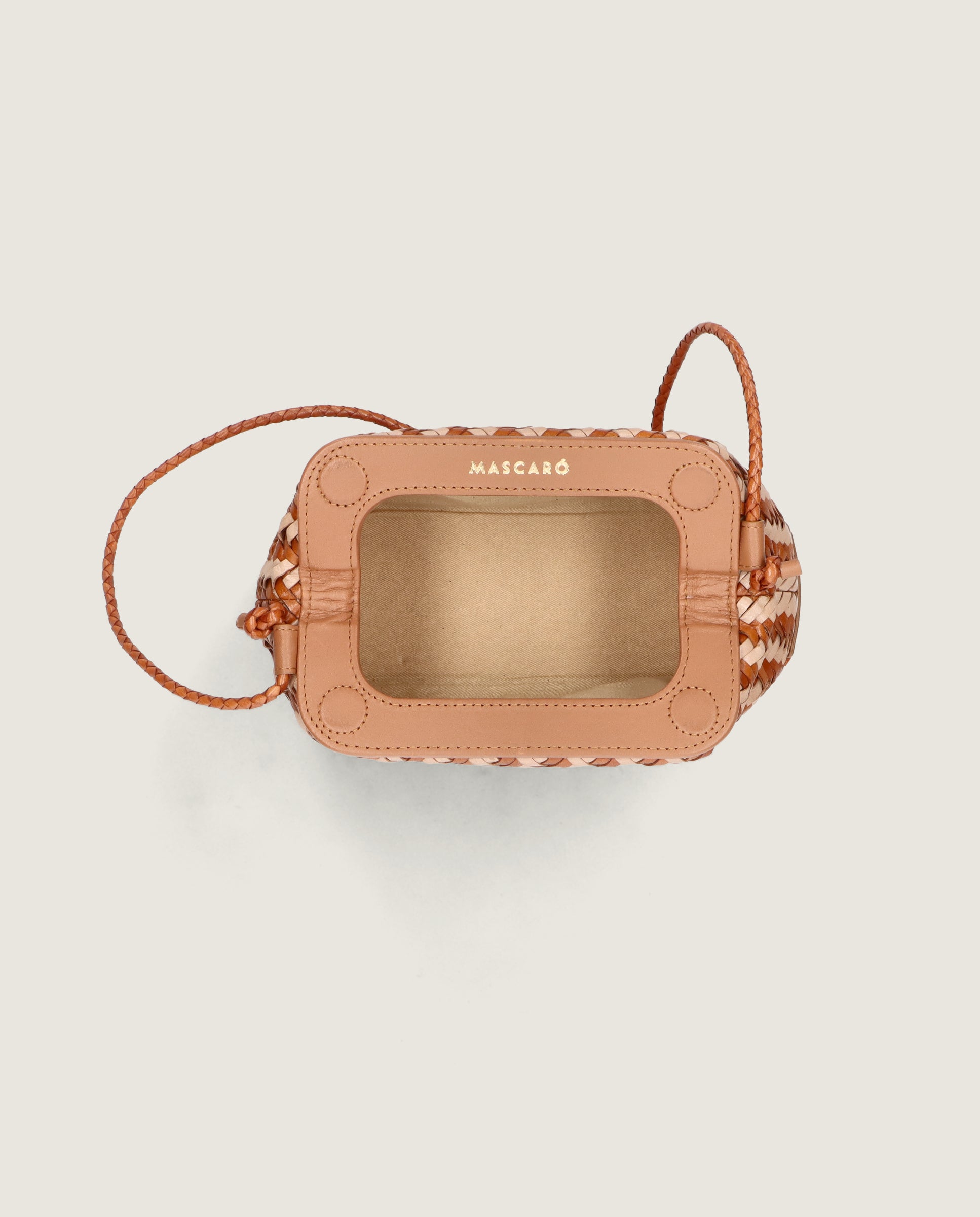 Bolso trenzado en piel marrón